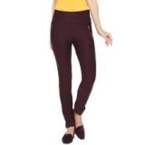 Maroon Solid Slim Fit Jeggings