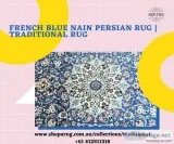 French Blue Nain Persian Rug  Traditional Rug