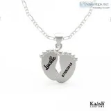 Feet Pendant Name Necklace Silver