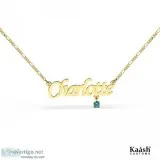 Name Necklace With Birthstone Gold Plated