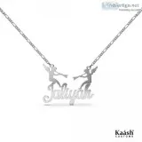 Personalized Name Necklace with Banner White Gold Plated