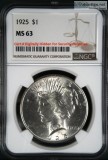 1925 SILVER Peace Dollar (MS63)