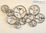 Antique Bronze Finish Iron Metal Wall Art With Songbirds In Wint