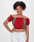 Anu African Print Off Shoulder Cropped Top