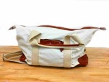 Genuine Leather and Canvas Travel Bag