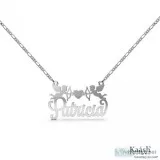 Personalized Name Necklace with Banner White Gold Plated