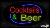 Cocktails and Beer With Curve Border Neon Sign