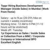 Toppr hiring Business Development Manager( Inside sales) In Mumb