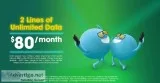 2 LINES UNLIMITED DATA FOR 80
