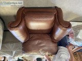 Brown Leather Overstuffed Chair