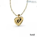 Heart Pendant With Engraved Foot Gold Plated