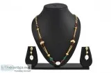 Multi-Strand Neck Piece With Red Green Stones And Pearls