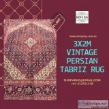 3x2m Vintage Persian Tabriz Rug