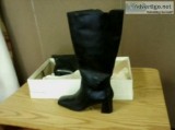 Ladies Low Heel high sided Black Leather fashion boot.