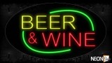Beer and Wine With Green Arc Border Neon Sign