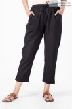 Black Cotton Tapered Pants Bottom Wear - Rose Shree