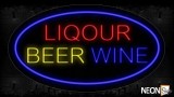 Liquor Beer Wine With Circle Border Neon Sign