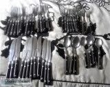 44-Piece SilverBlack Flatware Set