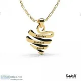 Name 3D Engraved Family Heart Necklace Gold Plated