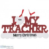 I Love My Teacher Personalized Christmas Ornament - Christmas an