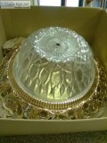 Beautiful Cut Glass for Ceiling Fixture with Gold Trim.