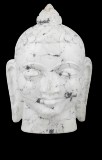 Meditating Buddha Head In Howlite  Stone Statue