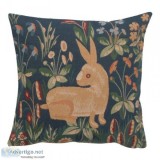 BUY RABBIT IN BLUE II FRENCH TAPESTRY CUSHION