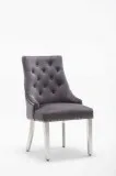 Buy Deville Dark Grey Velvet Dining Chair With Steel Legs