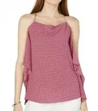 MICHAEL KORS Fuchsia Printed Ruffled Drape Neck Top