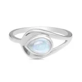 STERLING SILVER MOONSTONE RING-UPTURNED MOON DROP