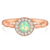 14KT ROSE GOLD and GENUINE OPAL OPAL RING - ZELDA