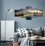 Brooklyn Bridge Sunset View 5 PCS Modern New York Landscape Artw