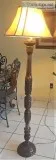 Wood Carved Floor  Standing Lamp w Shade