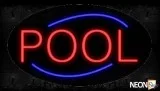 Pool In Red With Blue Arc Border Neon Sign