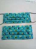 2 PC. Pleated Adult Size Nautical Flags Washable Face Masks W Fi