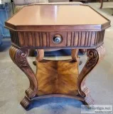Attractive End Table  Wood w Copper Color Top  Looks Great  ONLY