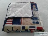 NAUTICAL COASTAL BEACH COMFORTER BLANKET-NEW