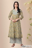 Cotton Block Print Bhumi Jaal Anarkali Kurta - Rose Shree