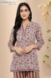 Ethnic Block Print Short Kurta - Rose Shree