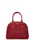 MIU MIU Red Matelasse Logo Small Satchel at Darveys