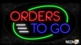 Orders To Go With Green Arc Border And White Lines Neon Sign