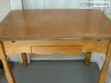 antique WOOD TABLE with ENAMEL TOP. ONLY 75.
