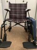 Black plaid lightweight transport wheelchair