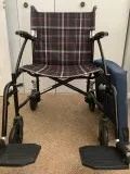 Black plaid lightweight transport wheelchair