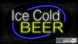 Ice Cold Beer With Curve Border Neon Sign