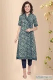 Block Print Angrakha Cotton Kurta for Women