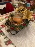 christmas sleigh with pumpkin candle