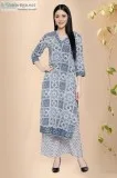 Cotton Block Print Straight Kurta - Rose Shree