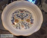 Vintage Deruta Ceramiche Pedestal Bowl with Scalloped Edge.