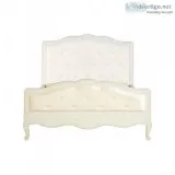 Francis Double White Wooden Bed For Sale  ChicParadisLux